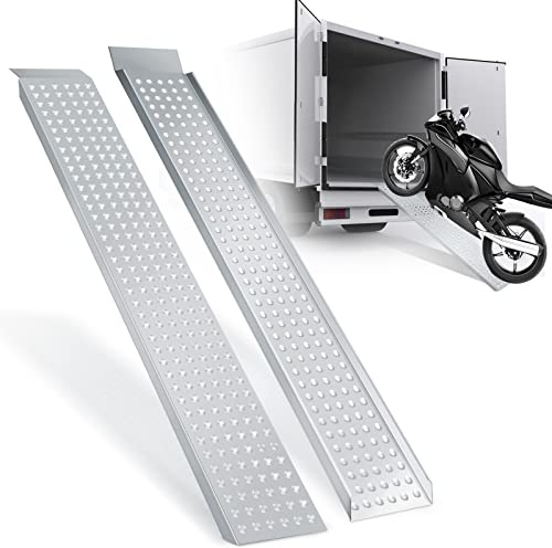 Ansobea - Rampa de acceso (2 unidades, 400 kg, Rampa de carga, acero galvanizado, antideslizante, riel de carga, máx. 200 kg* por pieza Rampa de motocicleta, Rampa de remolque, 160 x 23,5 x 4 cm