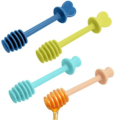 4 Pezzi Bastoncini di Miele Cucchiaio di Miele Spargimiele Piccoli Honey Dipper Stick Mestolo di Miele per Barattolo Dispensazione Cucina Domestico Portatile 4 Colori 13 cm