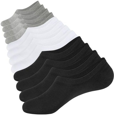 CLOSEMATE 6 Paar Sneaker Socken Herren & Damen Füßlinge Baumwolle Füsslinge Unsichtbare Socken Invisible No Show Socks für Sneaker Mokassins Loafer 2Schwarz 2Weiß 2Grau 43-46 L