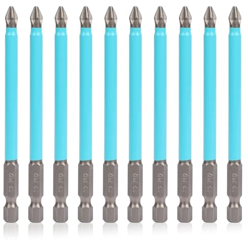 10 punte per trapano a croce PH2 magnetiche in acciaio S2, punte per cacciavite a croce con gambo esagonale da 1/4 di pollice, accessori per avvitatori elettrici, 100 mm