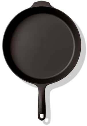 Field Company 12-Inch Cast Iron Skillet – No.10, Lightweight & Smooth, Nonstick, Preseasoned with Organic Oil – Made in USA, Non-Toxic – Great for Roast Chicken, Family Dinners, Vintage Design