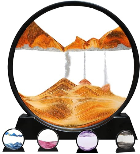 Deautie Reloj de arena, Reloj de Arena Decoracion, 3D Sandscape, Cuadro de Arena en Movimiento, Deco Estética para Oficina Salón Escritorio Adultos Niños (Naranja 12)