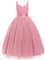 FYMNSI Robe de demoiselle d'honneur pour fille - Bretelles en V - Sans manches - Pour mariage, anniversaire, fête, princesse - Longue robe de soirée, Rose foncé, 12 ans