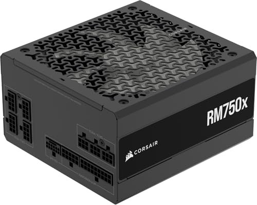 CORSAIR RM750x Vollständig modulares, geräuscharmes ATX-Netzteil – ATX 3.1-kompatibel – PCIe 5.1-Unterstützung – Cybenetics Gold-Effizienz – Native 12V-2x6-Anschluss – Schwarz
