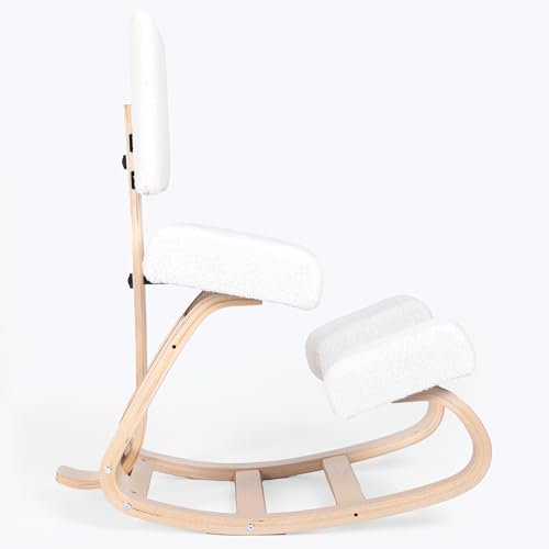 Sleekform East Austin Kneeling Chair with Back Support - Boucle, Natural