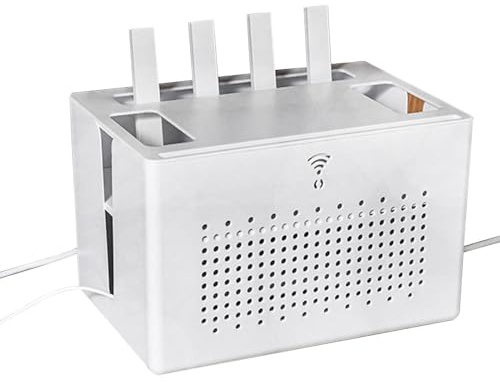 Wifi Box Hider - Copertura per router modem di rete, nascondi cavi | Custodia per riporre la scatola wifi da tavolo, scatola di immagazzinaggio wifi a doppio strato, supporto per riporre i cavi per ca