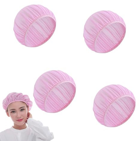 4 Stück Rosa Haare Schlafen Schutz,Haarnetz Zum Schlafen,Mütze Mesh Schlafhauben, Cap,Dutt,Haarmütze,Atmungsaktiv,Netz-Haarnetz,Nachtschlafhaube Weiche,für Damen Schützen Locken,Herren Schlafhaube