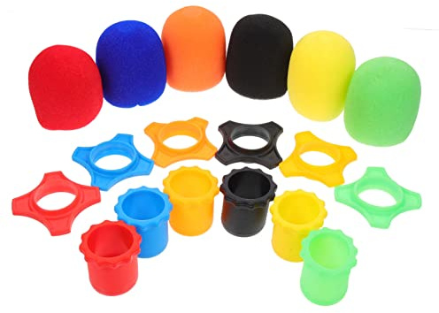 UPKOCH Juego De 18 Piezas De Accesorios Para Micrófono Fundas De Esponja Multicolor, Anillos Antivuelco y Fundas De Silicona Para Varilla Inferior, Protección Anticaída Para Uso Conferencias y Teatro