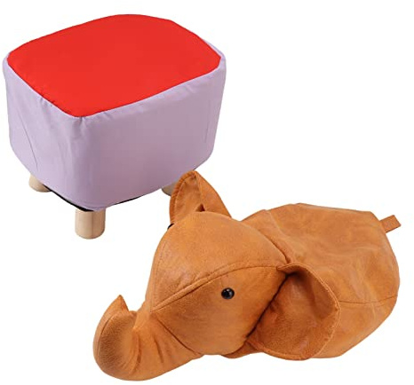 ZAICOLER Taburete de Pie, Hermosos Estudios de Animales de Dibujos Animados de Elefante Tapato de Taponeo de Reposo para la Sala de Juegos de la Sala de Juegos, 11.8x9.8x9.4in (Orange)