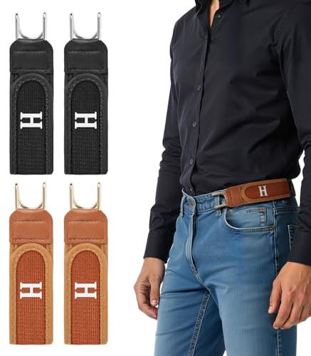 Vicloon Ceinture Élastique À Crochet Métallique, Générique Ceintures Sans Boucle pour Hommes et Femmes, Ceintures Extensible Invisible Unisexe, Confortable et Ajustable pour Le Quotidien