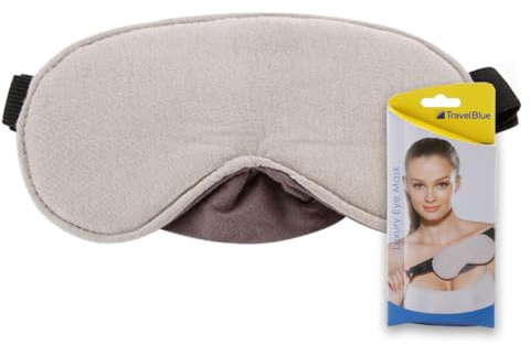 Travel Blue Máscara de Sueño de Lujo para Hombres y Mujeres – Antifaz de Algodón 100%, Bloquea la Luz, con Cinta Elástica Ajustable, Ideal para Viajes, Meditación y Descanso, Transpirable