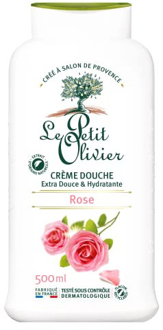 LE PETIT OLIVIER - Crème Douche Extra Douce & Hydratante - Parfum Rose - PH Neutre Pour La Peau - Sans Savon, Sans Colorant - Fabriqué En France - 500 ml