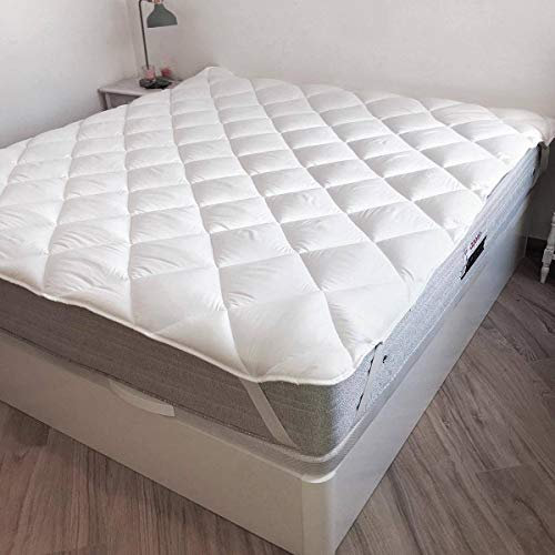 NATURALS Topper Cubrecolchón, 400 gr, Color Blanco (135 cm)