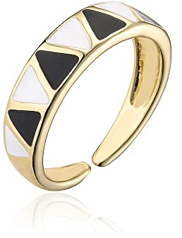 ZHUTI Bagues Réglables pour Femmes,Bague Ouverte Réglable pour Dames Personnalité De Style Européen Bague Ouverte Blanche Et Noire Réglable Convient pour Le Bal, l'anniversaire, Le Cadeau De La Saint