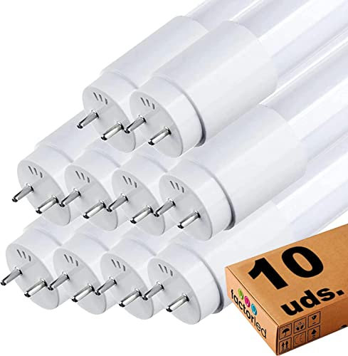 FactorLED Pack x10 Tubo LED 60cm 9W, Standard T8 G13, Ángulo 300º, 1100 lumenes, Iluminación interior de techo, Bajo consumo y Alta luminosidad, Cebador LED incluido (Luz Natural 4000K)