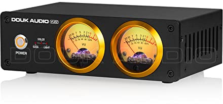 Douk Audio VU22 Dual Analog VU Meter Display DB Panel MIC+LINE Sound Level Meter (Black)