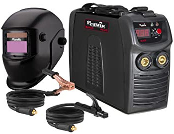 CEVIK PRO CE-BLACK170PLUS - Soldador Inverter MMA con Máscara de Soldadura y Portaelectrodo - 170A 40% 230V - Electrodos hasta 4mm - IGBT - Conectable a Generador - Máquina Soldar Compacta Profesional