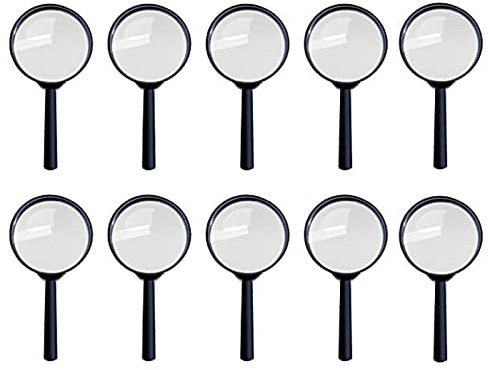 10 Pièce Enfants Loupe en Plastique, Plastique Loupes, Verre Grossissant Enfants en Bas Âge, Portable Loupe à Main, pour la Recherche en Plein Air à l'École à la Maison,la Lecture d'Images et de Mots