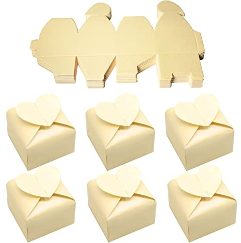 Scatole Matrimonio,50 Pezzi Scatola di Caramelle,Scatola Di Caramelle per Baby Shower,scatole per bomboniere,Scatole Bomboniere, per Compleanni, Feste, Festival Cibo, Shower e Matrimoni(Giallo)