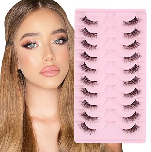 Parriparri Ciglia Finte Naturali 10 Paia Mezze Ciglia Finte Occhio di Gatto Aspetto Naturale Wispy Half Lashes Cat Eye Corner Eyelashes