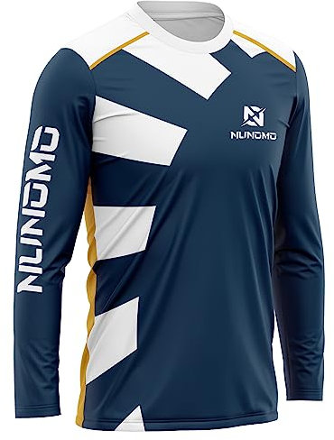 NUNOMO Herren Mountainbike MTB Top Langarm Radtrikot Herren Atmungsaktive Cycling Jersey, Schnell Trocknen Radsport Bekleidung, MTB Trikot T Shirt/Multisport/Fitness (TYP-1,5XL)