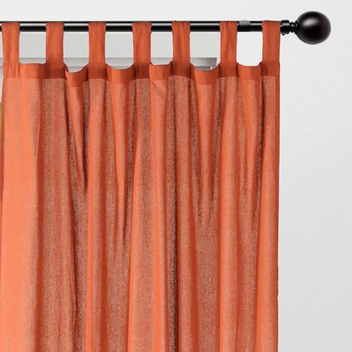THE ART BOX Natural Gauze Blended Curtains Linen Sabsitute Energy Efficient Light Filtering Tab Top Door Window Treatment 2 Panel Drape for Livingroom (Rust, L 72 X W 42 Each Panel)