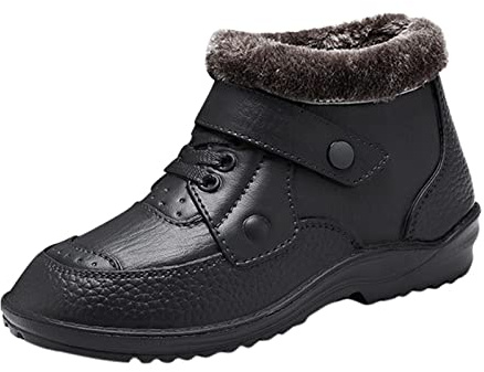 Men's Winter Ankle Boots Fleece Lined Warm Boots Outdoor Sport Snow Boots Black Winter Shoes Lightweight Slip On Basic Boot Casual Warm Lining Wellington Boots Men Short Safety Shoes Men