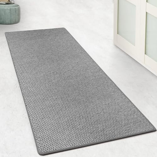 Floordirekt Teppich Läufer für Flur, Küche in Sisaloptik - Küchenteppich waschbar rutschfest 66 x 150 cm Silber (Kalkuta)