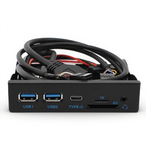 Hub USB avec panneau avant de 8,9 cm, hub USB interne avec USB 3.2 GEN1 5 Gbit/s, USB3.2 GEN1 Type C Panneau de lecteur de disquette USB 3.2 19 broches Hub pour Win 7 8 10 11 2003 pour Linux