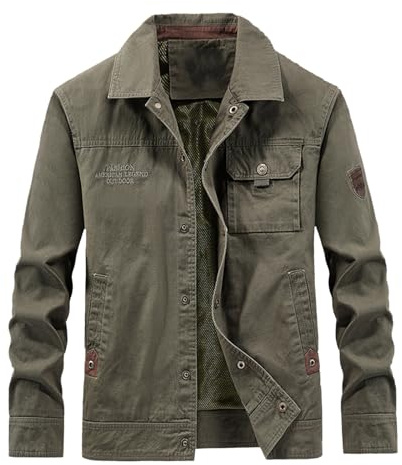 YOSUWOAI Veste cargo à manches longues pour homme - Veste de travail décontractée avec plusieurs poches - Col montant - Veste de transition ample - Coupe ajustée - Veste de randonnée - Manteaux