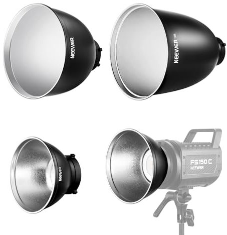 NEEWER 7 Estándar/10 Mediano/11 Profundo Enfoque Reflector Set, 55°/65°/45° Pantalla Lámpara Difusora Reflectora Bowens Montaje Compatible con Godox Compatible con Aputure NEEWER Flash Strobe, FR18