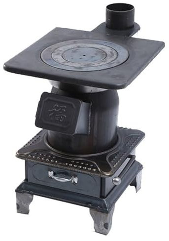 Stufa a legna – Stufa a doppio scopo per riscaldamento a legna e carbone – Piastra quadrata ispessita design – Piccole dimensioni per un riscaldamento efficiente