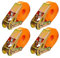 Relaxdays Spanngurte mit Ratsche, 4er Set, 5 m, 500 kg, Ladungssicherung Auto, Anhänger, reißfeste Zurrgurte, orange