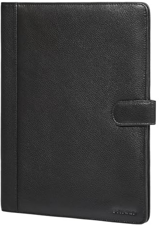 STILORD Raymond Carpeta de Cuero A4 con Pinza Vintage Portafolio de Piel Carpeta Conferencia Negocios Portadocumentos con Clip Cierre Magnético y Bolsillo Interior Color:Negro