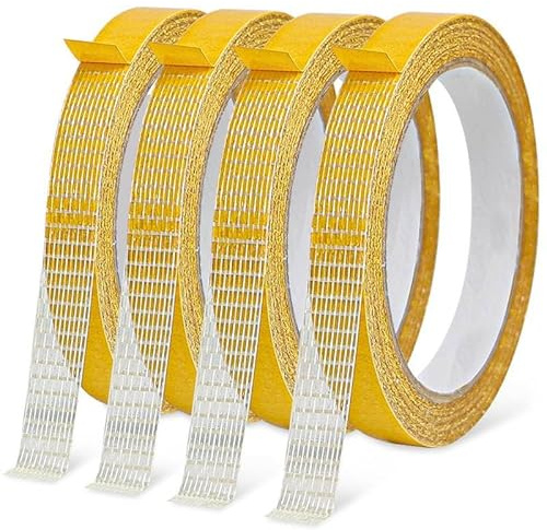 Dreamil 4 cintas adhesivas universales de doble cara, cinta adhesiva multifuncional de doble cara, cinta adhesiva fuerte para alfombras, ideal para alfombras, paredes, cocina (1,3 cm x 10 m)