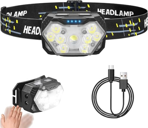 Maraiss 9 LED Rechargeable Head Torch 3500 Lumens Super Bright, 10 Modes IPX4 Waterproof Head Lamps for Adults & Kids - Ideal for Running, Camping, Hiking, Fishing Headlight