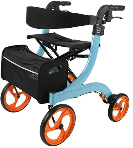 Elektrisk rullstol och elektrisk hopfällbar rollator med dubbla bromsar, justerbar höjd, säte och förvaringsväska, mobilitetshjälp för seniorer och vuxna, inomhusbruk utomhus B