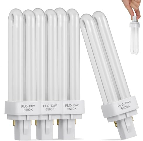 Lurrose 4 Bombillas Fluorescentes Compactas 13W 2 Pines G24D-1 Luz Fría 6500K 2U Tubo de Repuesto para Lámparas Empotradas Hogar Oficina