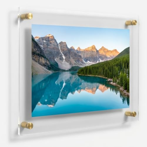 EVERGOODS Acrylic Photo Frame Wall Mounted A4 Size, Clear Double Panel Floating Picture Frame for Certificates, Posters & Artwork Display, UV Resistant Frameless Wall Hanging Frame