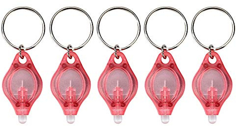 Mini porte-clés lampe de poche, portable Super Bright LED Keychain lampe Poche Torche doigt Pendentif Porte-clés lampe de poche pour les zones sombres Camping/randonnée/chasse 5 pcs, rouge