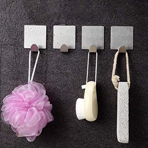 Ganci autoadesivi in acciaio inox resistente, colore argento, adesivi, da appendere alla parete o alla porta, confezione da 6