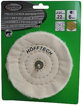 Höfftech 125mm Baumwolle Polierscheibe | Schwabbelscheibe | Polieren | Polierteller für Bohrmaschine