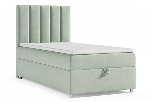 Best For Home Trinity K10 EinzelBett | Boxspringbett mit Bonell Federkernmatratze 70x200 | MatratzenTopper | Bett mit Matratze | Bett mit Stauraum