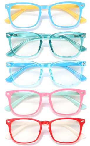 CHEERS DEVICES Blue Light Glasses for Kids Boys Girls Teens - 5 Pack Computer Glasses with Unbreakable Frame and Anti-Glare - blue light glasses for teen girls, lentes de sol para niños (Age 2-5)