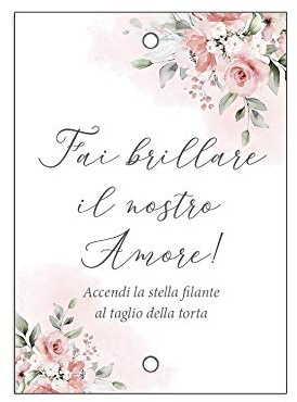 Scintille luminose per matrimonio - cartoncini per stelline luminose rose acquerello 40 pz