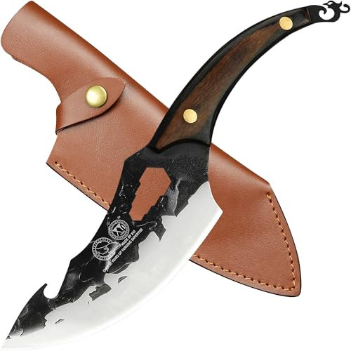 XYJ Full Tang 6,5 pollici coltello a fette coltello da macellaio caccia coltello da intaglio con fodero in pelle e mini coltello e Whetstone