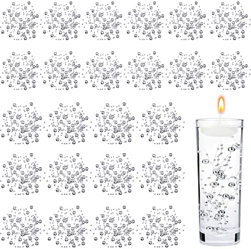 Tondiamo 24 Pcs Artificial Pearl String for Floating Candle Faux Pearls Beads String Garland Centerpiece Decoration for Vases Filler Wedding Spring Holiday Party Decor(Silver)