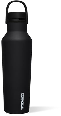 Corkcicle Sports Canteen – dreifach isolierte Edelstahl-Wasserflasche – hält 25+ Stunden kalt und 12 Stunden heiß – auslaufsicher, wiederverwendbar, BPA-frei, spülmaschinenfest – Schwarz, 590 ml