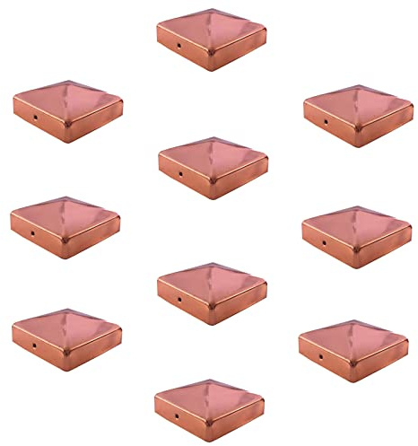 Baumarktplus 10x Pfostenkappe Kupfer Abdeckkappe für Pfosten Pyramide 101 mm 10x10 cm