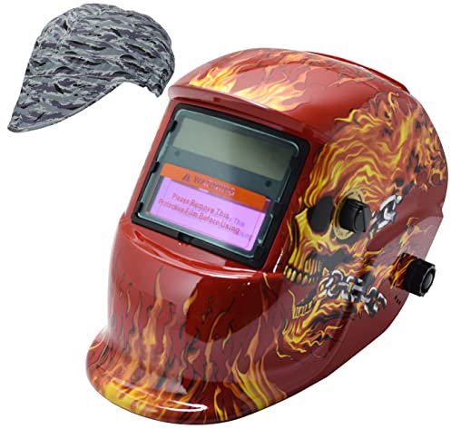 RIVERWELD Schweißhelm mit automatisch abdunkelndem Filter einstellbarer Abschattungsbereich mit passender Schweißkappe aus reiner Baumwolle mit Maschen-Innenfutter für Mig, Tig, Plasma